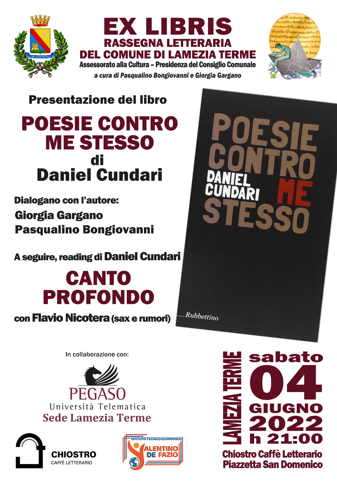 Rassegna letteraria Ex Libris ospite il poeta Daniel Cundari 